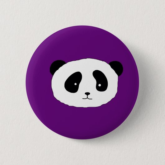 Cute Panda Face Patroon paars Ronde Button 5,7 Cm (Voorkant)