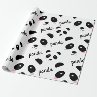 Cute Panda Face Pattern Birthday White Cadeaupapier