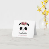 Cute panda fille Joyeuse carte d'anniversaire (Fleur jaune)