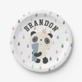 Cute Panda First Birthday ballon Papieren Bordje