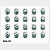 Cute panda floral ronde sticker (Vel)