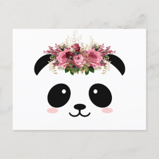 Cute panda florale kroon briefkaart