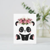 Cute panda florale kroon briefkaart (Staand voorkant)