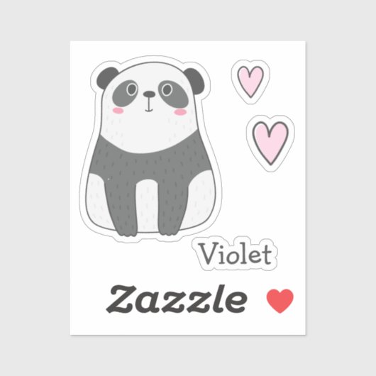 Cute Panda - Gepersonaliseerde Kinderen Sticker (Vel)