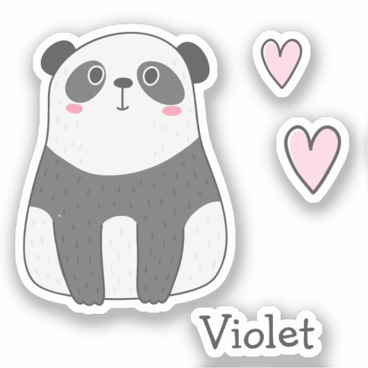 Cute Panda - Gepersonaliseerde Kinderen Sticker (Voorkant)