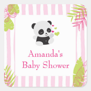 Cute Panda Girl Baby shower Favoriser Stickers Cad