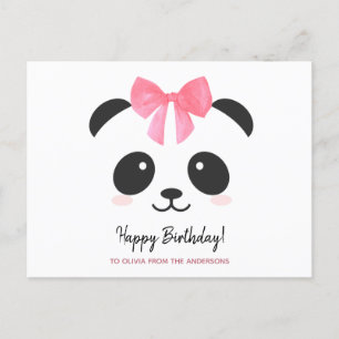 Cute panda girl Happy Birthday gepersonaliseerd Briefkaart