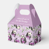 Cute Panda Girl Soft Paars Pattern 1ste verjaardag Bedankdoosjes (Achterkant)