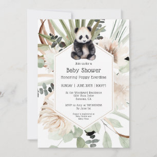 Cute Panda Greenery Baby shower Gender Neutral Kaart
