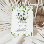 Cute Panda Greenery Baby shower Gender Neutral Kaart