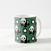 Cute Panda Groene, zwarte en witte pooldots Koffiemok (Voorkant rechts)