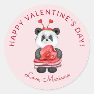 Cute Panda Happy Valentines Day Favors Ronde Sticker