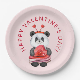 Cute Panda Happy Valentines Day Party Paper Bord