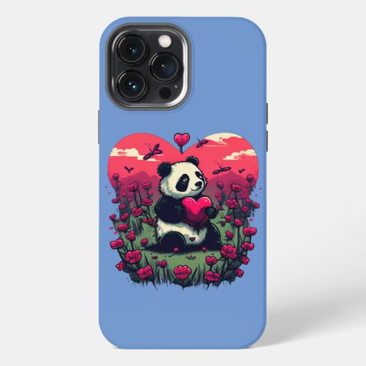 Cute Panda Holding Heart - Valentijnsdag Gift iPhone Hoesje (Achterkant)