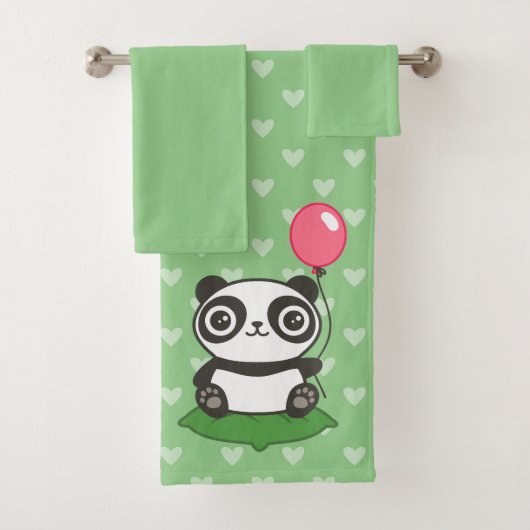 Cute Panda Illustration Bad Handdoek (Insitu)