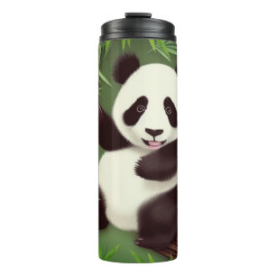 Cute Panda in Bamboe Forest Thermal Tumbler Thermosbeker