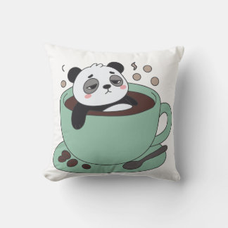 Cute Panda In Coffee Cup Coffee Lover Gift Kussen