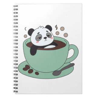 Cute Panda In Coffee Cup Coffee Lover Gift Notitieboek
