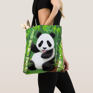 Cute Panda in het bos van Bamboe Draagtas
