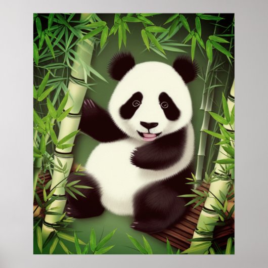 Cute Panda in het Poster van het bos van Bamboe (Voorkant)