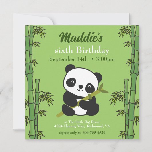 Cute Panda Kiddie Birthday Party Kaart (Voorkant)