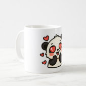 Cute Panda Love Mug – Kawaii Heart Eyes design (Devant gauche)