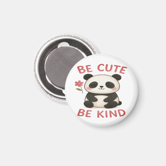 Cute Panda Magnet Button – “Be Cute, Be Kind” Magneet (Voorkant / Achterkant)