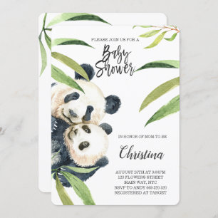 Cute Panda Mam en Baby Eucalyptus Baby shower Kaart