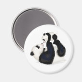 Cute panda mère et petit aimant rond (Recto/Verso)