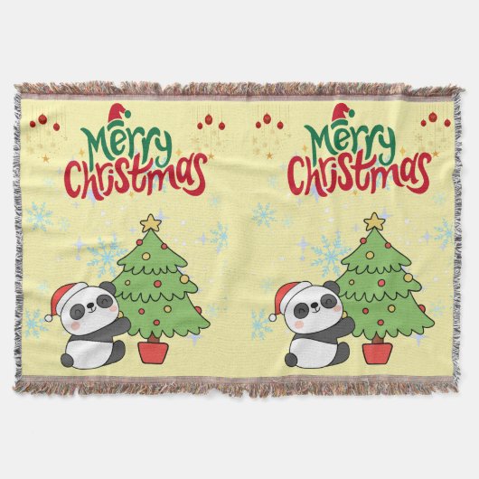 cute panda merry Christmas blanket Deken (Voorkant)