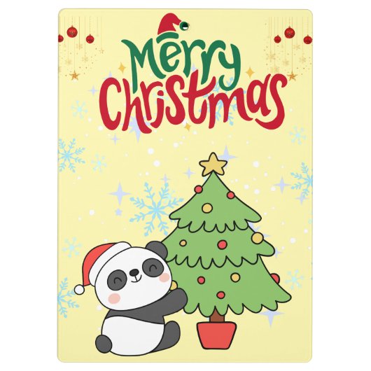 cute panda merry Christmas Clipboard Klembord (Achterkant)