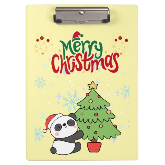 cute panda merry Christmas Clipboard Klembord (Voorkant)