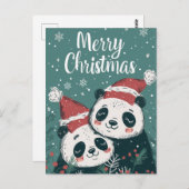 Cute Panda Merry Kerstmis Briefkaart (Voorkant / Achterkant)