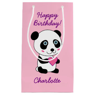 Cute Panda met een roze hart op maat Klein Cadeauzakje
