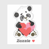 Cute Panda met hart Sticker (Vel)