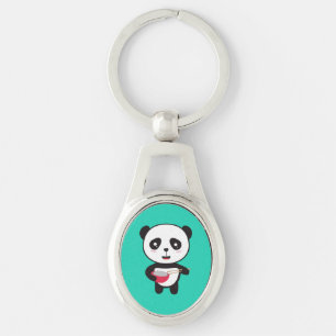 Cute Panda met rijstkom Sleutelhanger