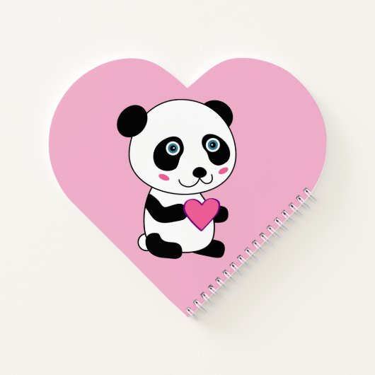 Cute Panda met roze hartennaam Spiral Notitieboek (Achterkant)
