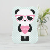 Cute Panda Mint/Pink Kaart (Staand voorkant)
