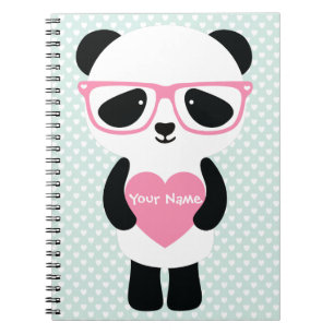 Cute Panda Mint/Pink Notitieboek