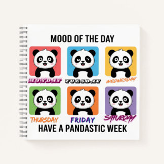Cute Panda Mood of the Day Notebook – Kawaii Weekl Notitieboek