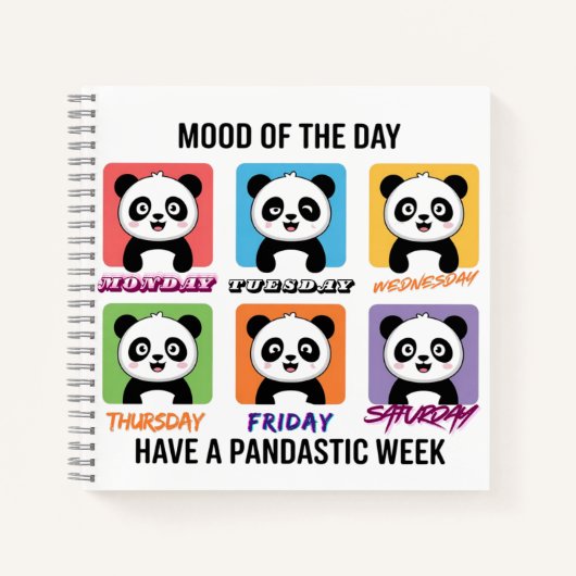 Cute Panda Mood of the Day Notebook – Kawaii Weekl Notitieboek (Voorkant)