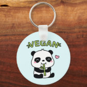 Cute Panda Munching Bamboo Vegan Sleutelhanger (Voorkant)
