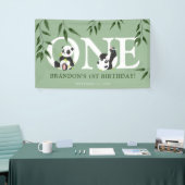 Cute Panda Neutral 1st Birthday Party Spandoek (Beurs)