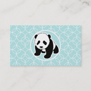 Cute Panda on Baby Blue Circles Visitekaartje