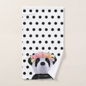 Cute Panda Ours Animal Noir et Blanc Polka Dot (Serviette à main)