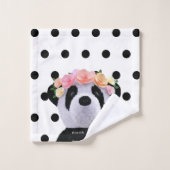 Cute Panda Ours Animal Noir et Blanc Polka Dot (Gant de toilette)