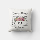 Cute Panda Ours Birth Stats Nursery Jeu Oreiller (Recto)