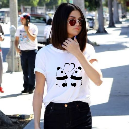 Cute Panda Ours Couple T-shirt esthétique