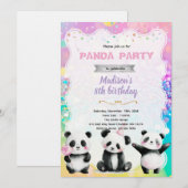 Cute panda party invitation (Devant / Derrière)