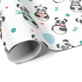 Cute Panda Pattern Birthday | wit Cadeaupapier (Rol Hoek)